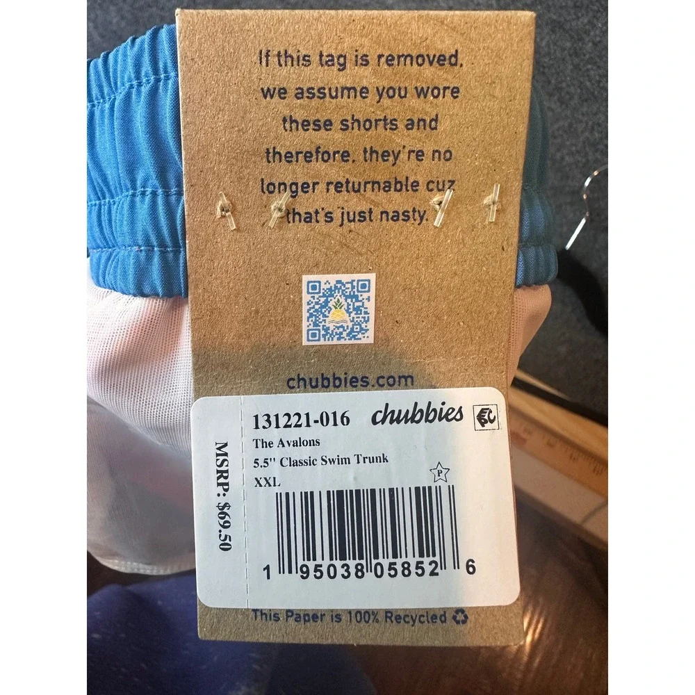 Chubbies The Avalons Mens XXL Neon Pink 5.5 Inch Swim Trunks 131221-016 NWT